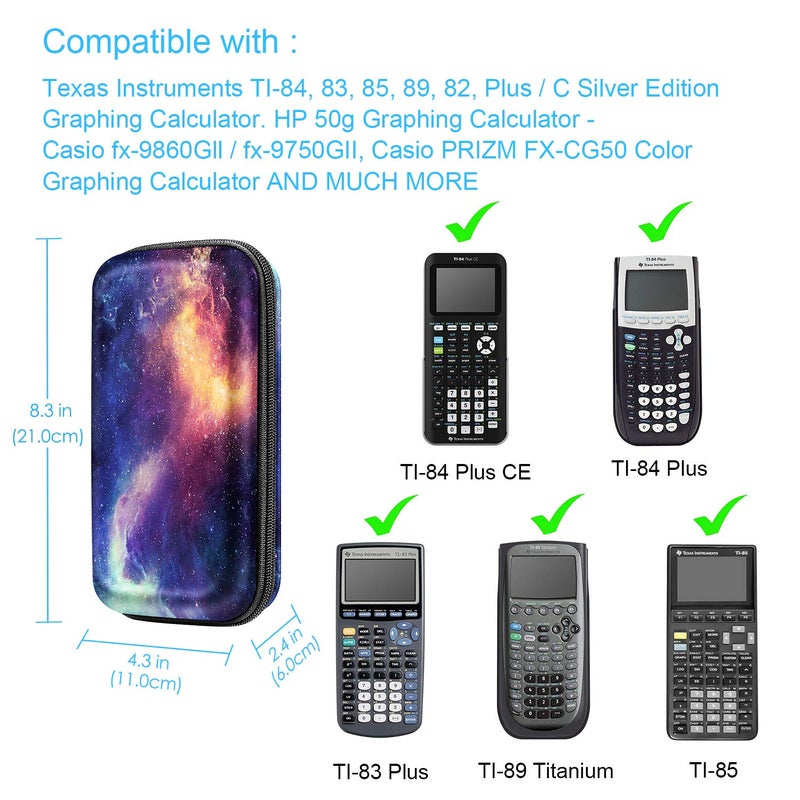 FINTIE Graphing Calculator Carrying Case for TI-84 Plus CE, Hard EVA Shockproof Protective Box for TI-83 Plus CE/Casio fx-9750GII (Galaxy) - Image 2