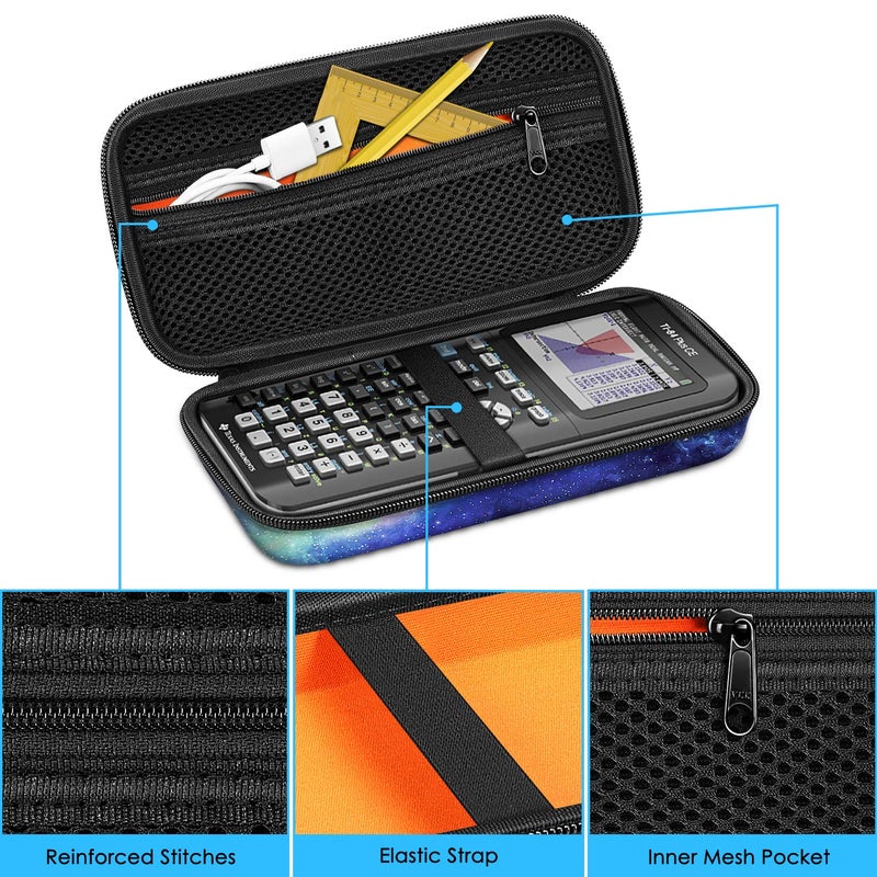 FINTIE Graphing Calculator Carrying Case for TI-84 Plus CE, Hard EVA Shockproof Protective Box for TI-83 Plus CE/Casio fx-9750GII (Galaxy) - Image 3