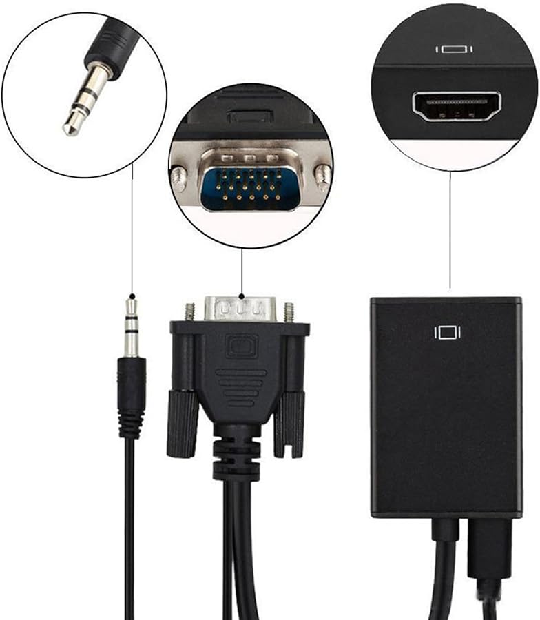 HDMI To VGA Adapter With Audio Cable 1080P Converter For PC Laptop Monitor Projector Color A - Image 5