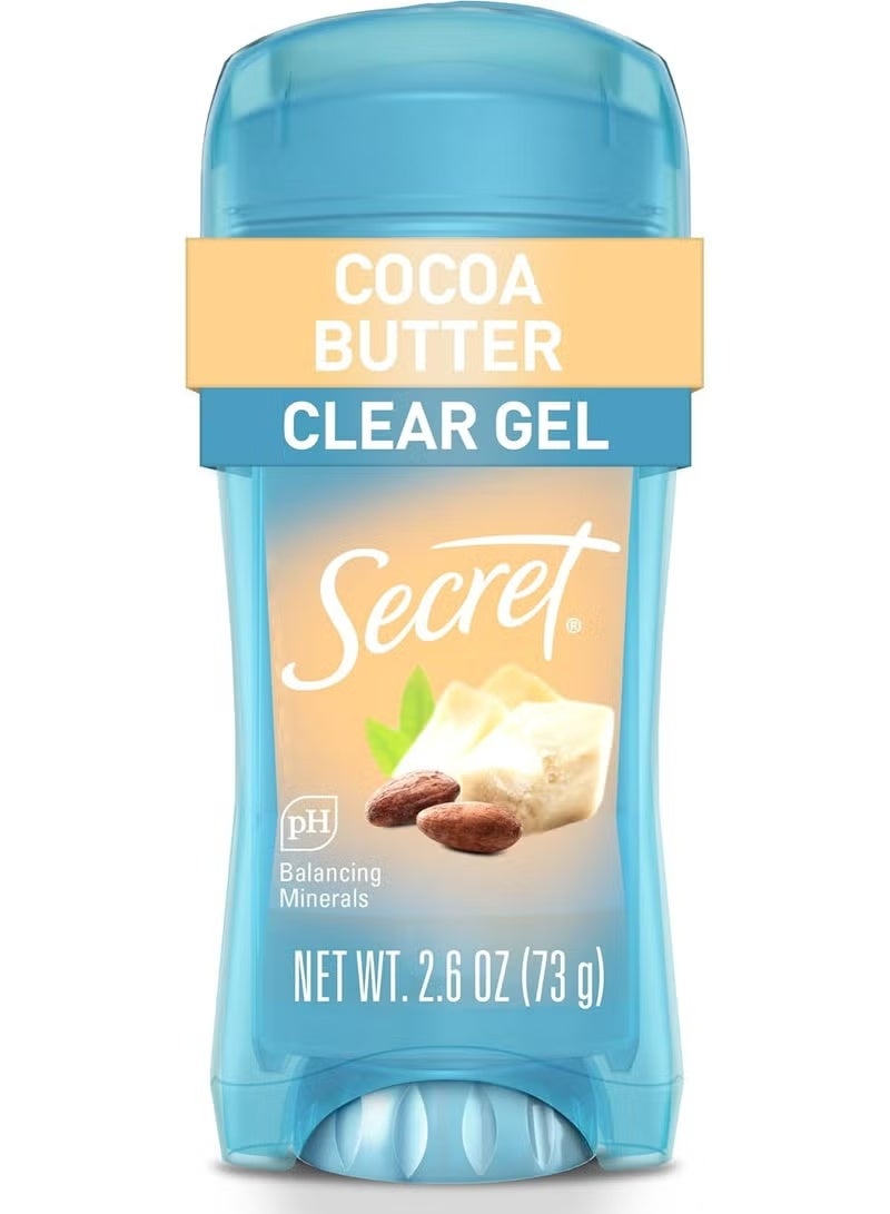 Secret Antiperspirant Deodorant, Clear Gel, Cocoa Butter Kiss Scent 73g
