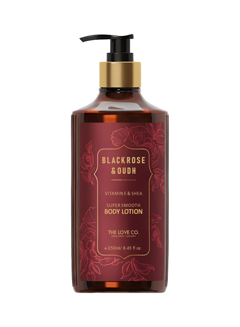 ذا لوف كو. لوشن للجسم برائحة الورد الأسود والعود | 250 مل - كريم مرطب ومغذي للبشرة الجافة - مناسب للرجال والنساء، بزيت الجوجوبا وزبدة الشيا وفيتامين هـ - Image 1