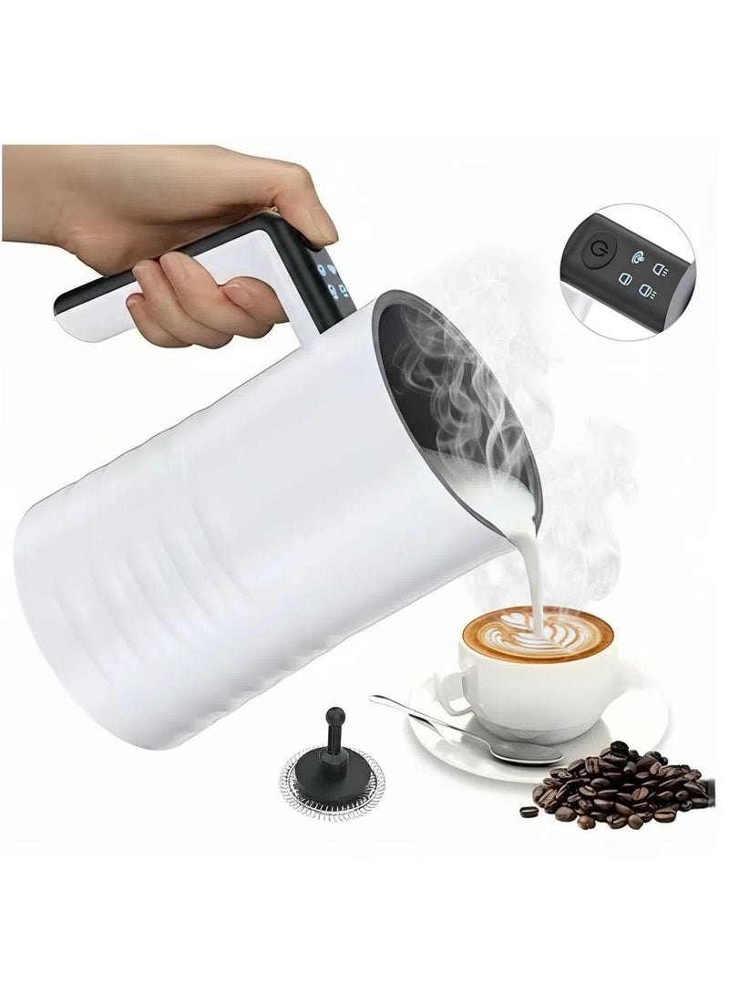 Electric Milk Frother and Steamer 4 in 1 Automatic Milk Warmer 400W Non-Stick Interior 580ml Hot/Cold Stainless Steel Milk Foam Maker for Coffee/Hot Chocolate Milk/Latte/Cappuccinos-White - Image 1