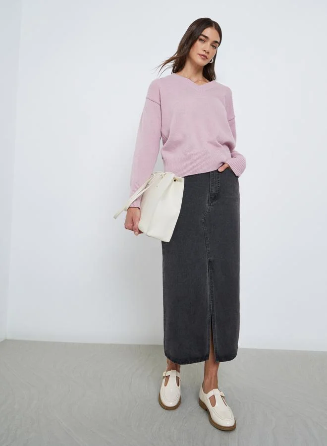 Styli Styli Women Pink V-Neck Regular Fit Sweater