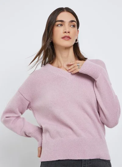 Styli Styli Women Pink V-Neck Regular Fit Sweater