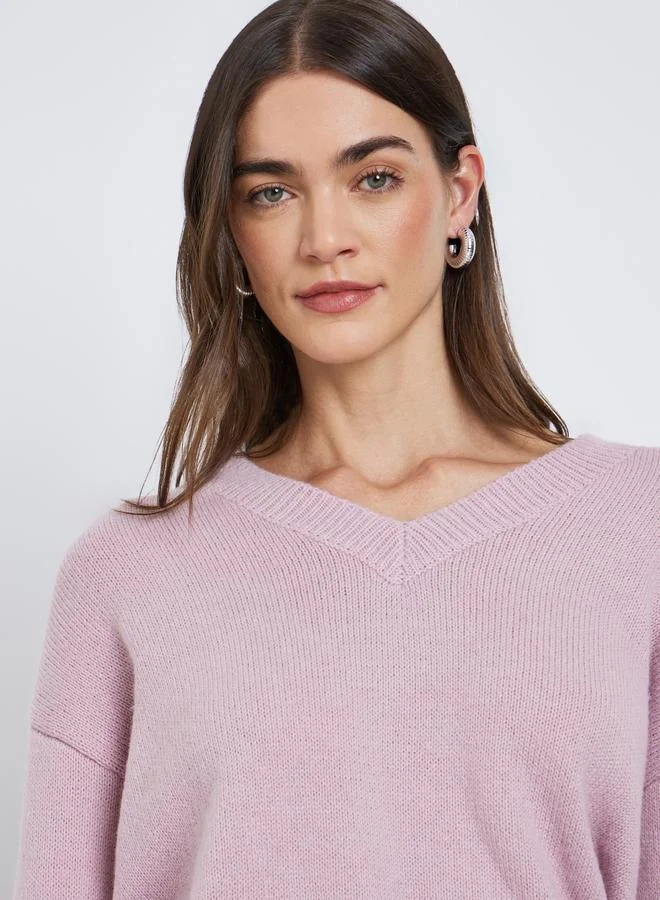 Styli Styli Women Pink V-Neck Regular Fit Sweater