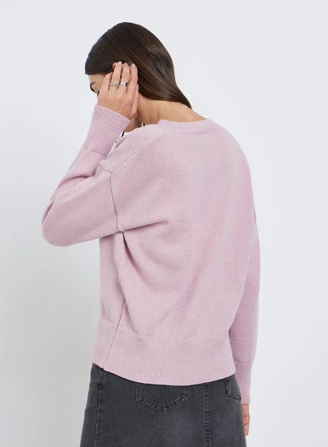 Styli Styli Women Pink V-Neck Regular Fit Sweater