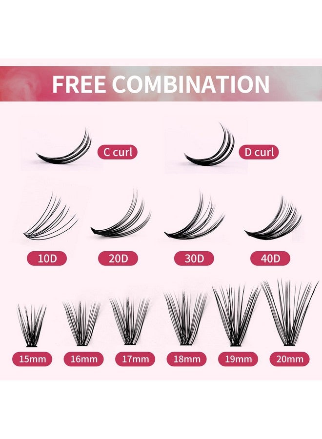 FADVAN Individual Lashes 240Pcs Diy Eyelash Extension 30D+40D C Curl Mixed 15 20Mm Cluster Lashes Natural Wispy Reusable Mink Lash Cluster At Home By Fadvan (30D+40D 0.07C 15 20Mm) - Image 4