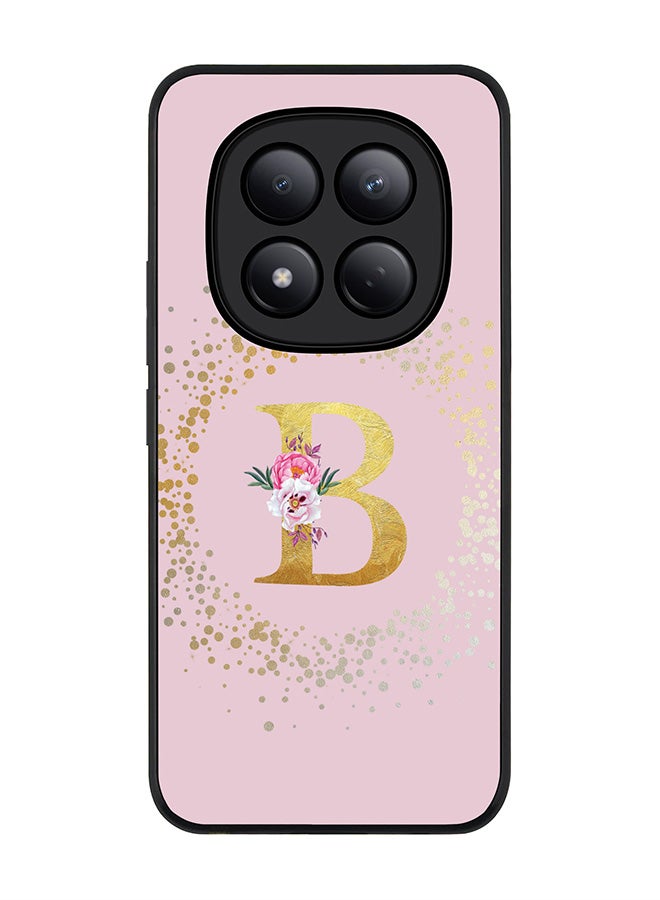 For Xiaomi Redmi Note 15 Pro 4G Case,Slim fit Camera Protection, Shockproof Thin Phone cover  - Custom Monogram Floral - B  (Pink )