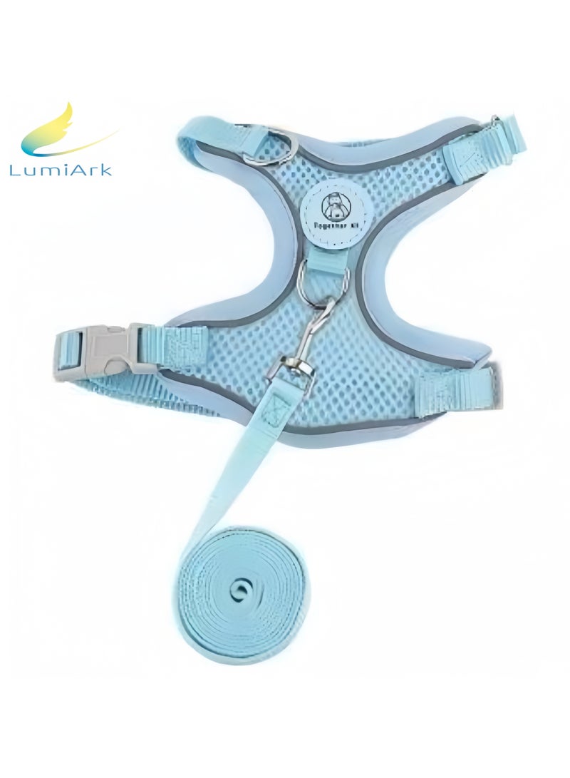 LumiArk Summer Blue Cat Leash Vest Chest Carrier Set Cat Leash for Small and Medium Dogs Pet Supplies  - Image 1