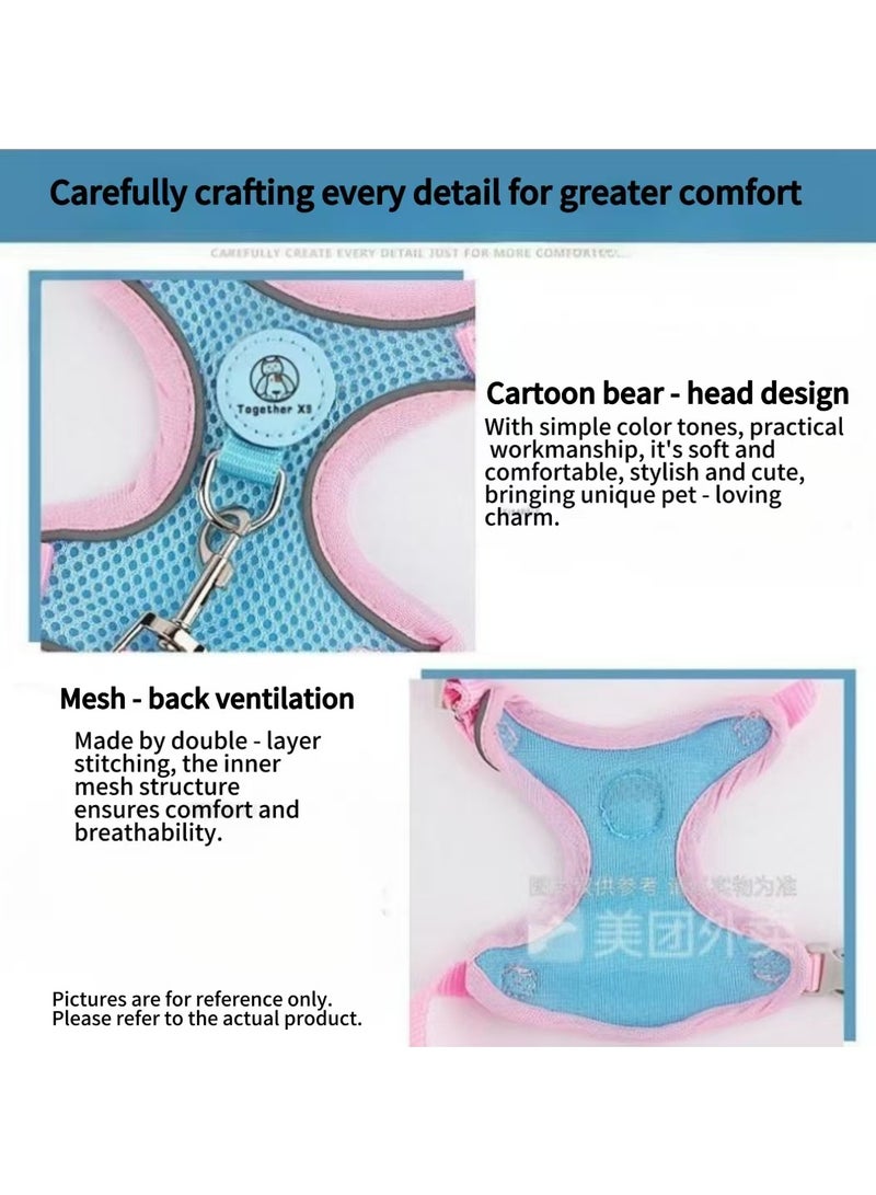 LumiArk Summer Blue Cat Leash Vest Chest Carrier Set Cat Leash for Small and Medium Dogs Pet Supplies  - Image 4