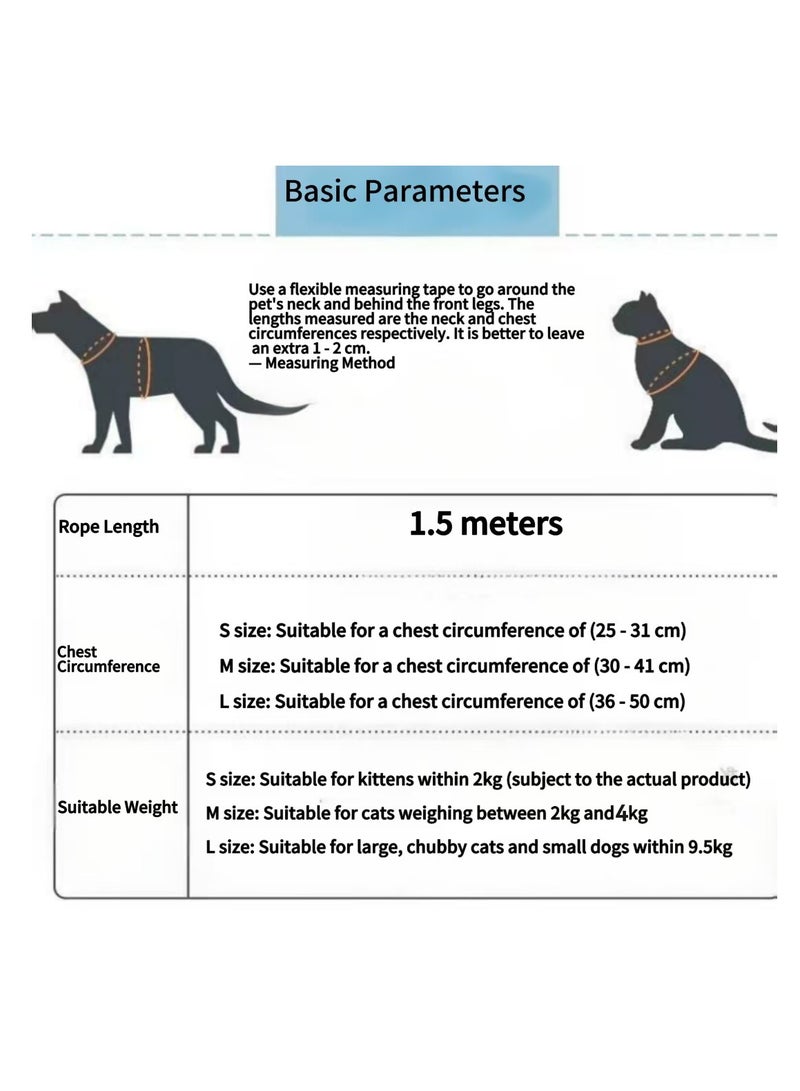 LumiArk Summer Blue Cat Leash Vest Chest Carrier Set Cat Leash for Small and Medium Dogs Pet Supplies  - Image 5