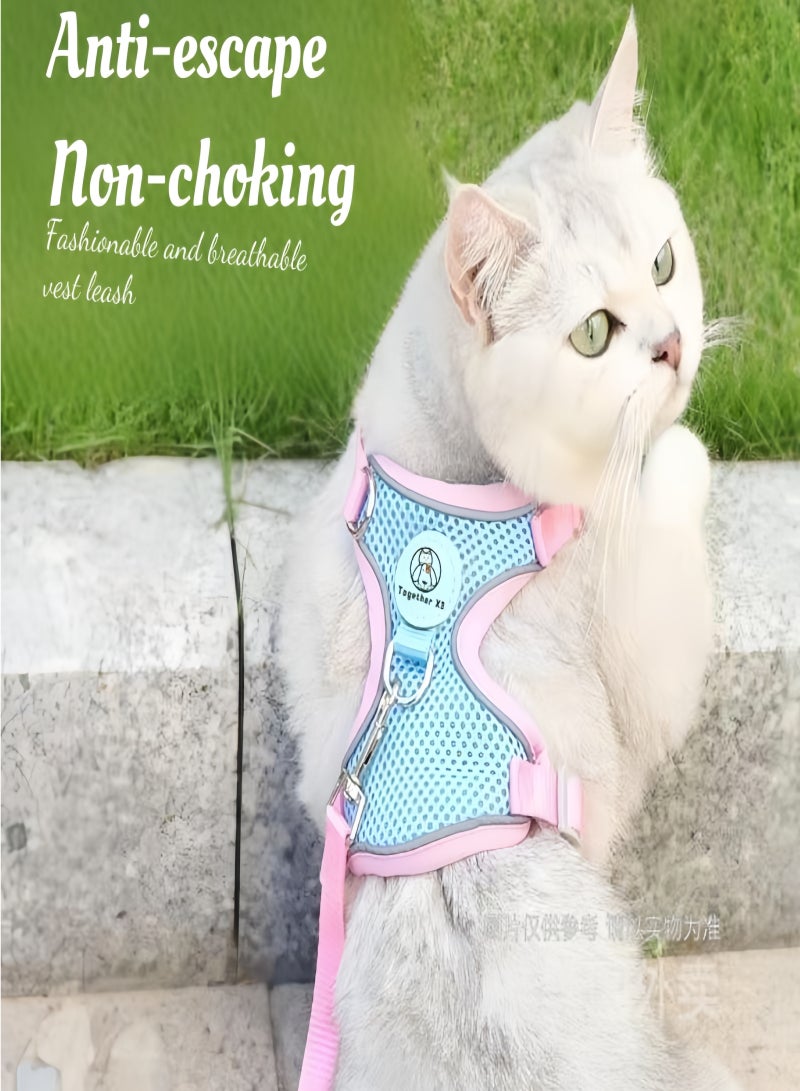 LumiArk Summer Blue Cat Leash Vest Chest Carrier Set Cat Leash for Small and Medium Dogs Pet Supplies  - Image 3