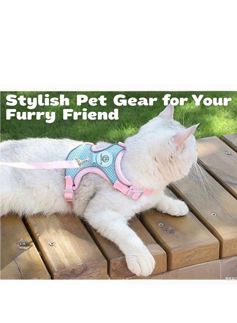LumiArk Summer Blue Cat Leash Vest Chest Carrier Set Cat Leash for Small and Medium Dogs Pet Supplies  - Image 2