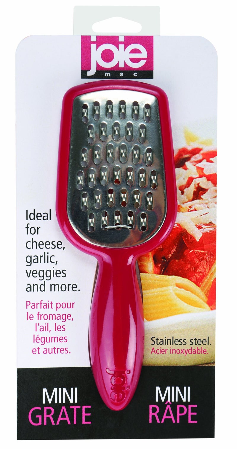 Joie Mini Grater Handheld Small Shredder with Ergonomic Handle Ideal for Cheese Garlic and Vegetables Stainless Steel BPAFree Multipurpose Kitchen Tool Red