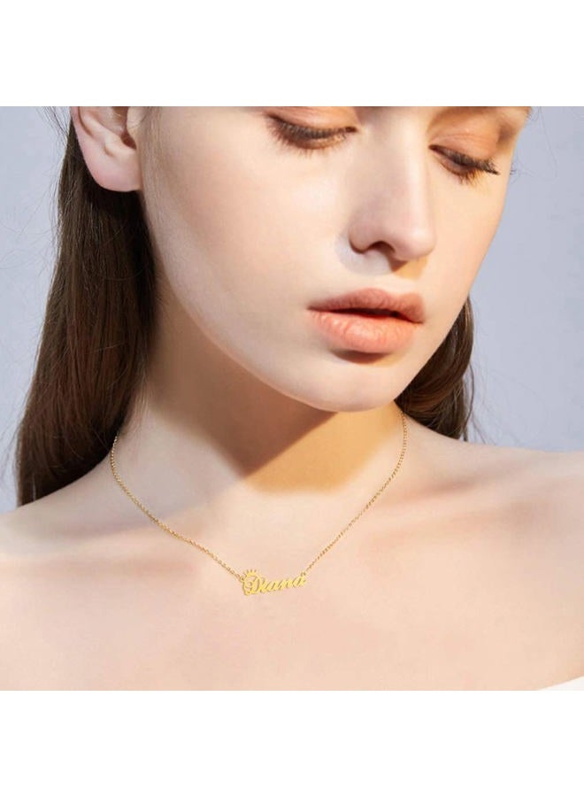 SKQIR Gold Custom Women Name Necklace Personalized, Customized Chains Name Pendants Necklaces Personalized Name Necklace with Crown for Women Girl Gift, Metal - Image 4