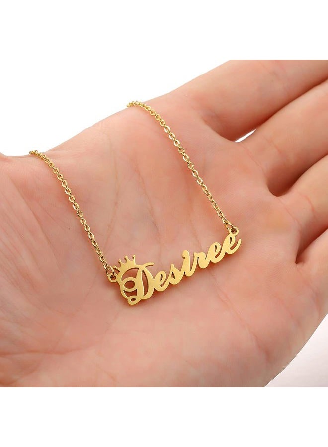 SKQIR Gold Custom Women Name Necklace Personalized, Customized Chains Name Pendants Necklaces Personalized Name Necklace with Crown for Women Girl Gift, Metal - Image 5