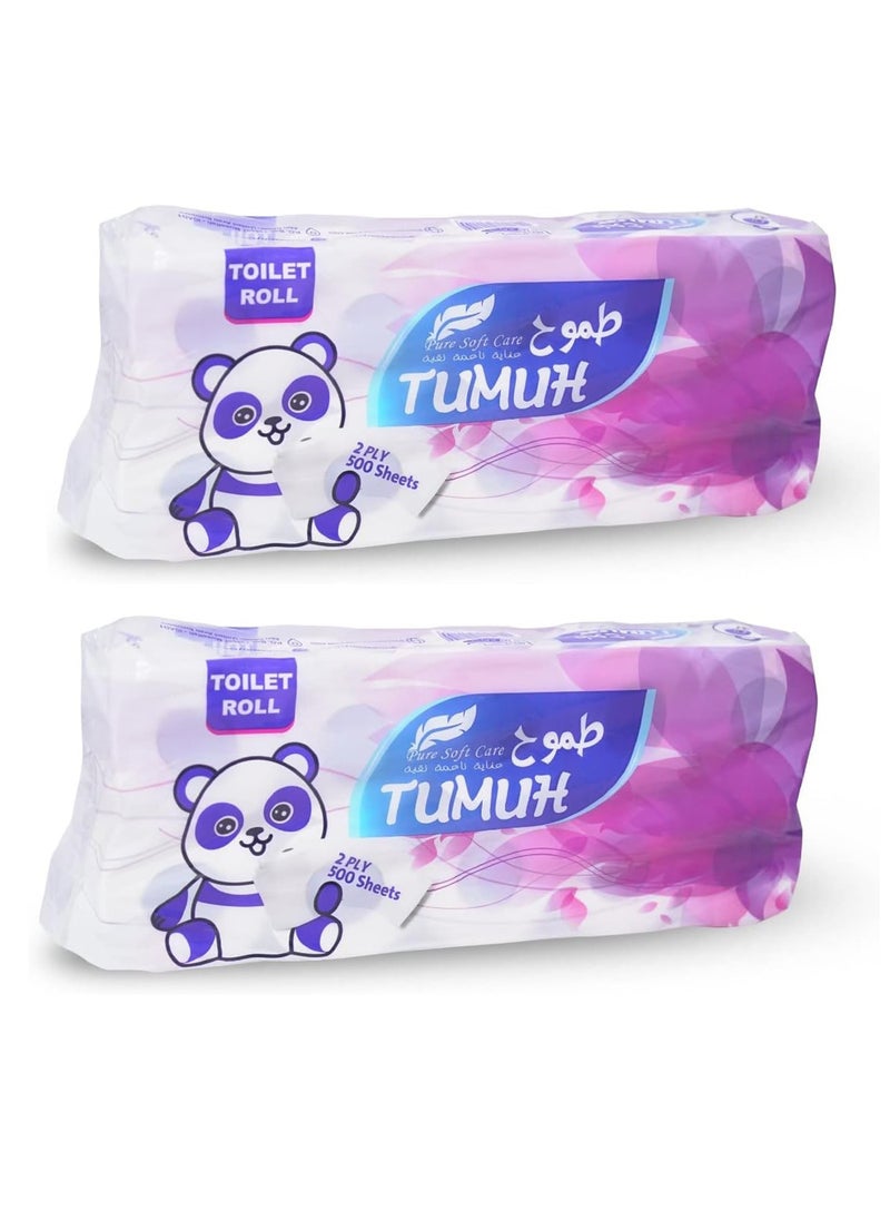 Generic Tu muh Toilet Tissue Rolls Pure, Soft 2PLY 500 Sheet 10 Piece/ 2 Pack  - Image 1