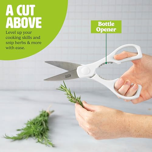 Tasty Kitchen Knife Set with Block, Cutlery Set includes Chef, Bread, Utility, Paring, Steak Knives & Shears, 10-Piece, White - Image 5