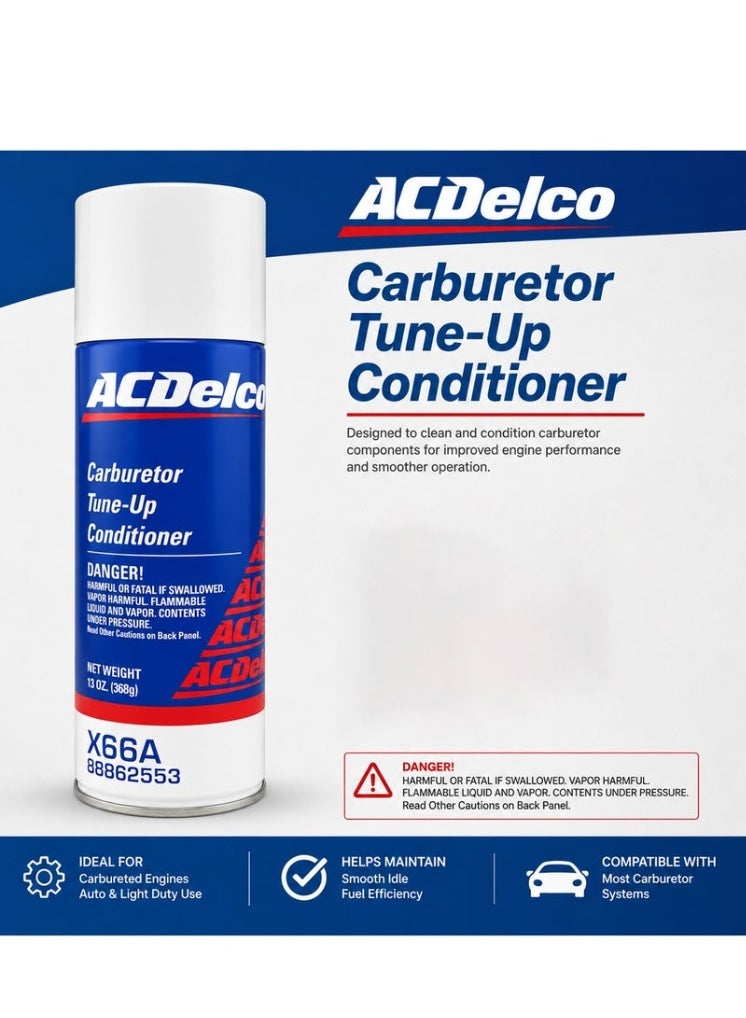 إيه سي ديلكو بخاخ ACDelco X66A لتنظيف وصيانة الكربراتير (368 جم) - منظف للسيارات، الدراجات النارية، المحركات الصغيرة، وصيانة نظام الوقود - يعزز استقرار وضع الخمول وأداء المحرك. - Image 2