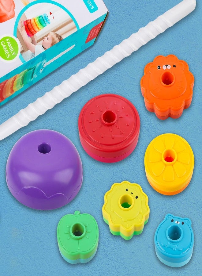 BYFWH Spinning Stacking Toys for Babies 12+ Month Rainbow Ring Flowers Animals Fruits Theme Stacker ABS Toys for Toddlers 1-3 Montessori Educational Learning Sensory Toy,Stacking Toy for Kids - Image 4