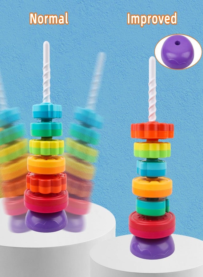 BYFWH Spinning Stacking Toys for Babies 12+ Month Rainbow Ring Flowers Animals Fruits Theme Stacker ABS Toys for Toddlers 1-3 Montessori Educational Learning Sensory Toy,Stacking Toy for Kids - Image 3