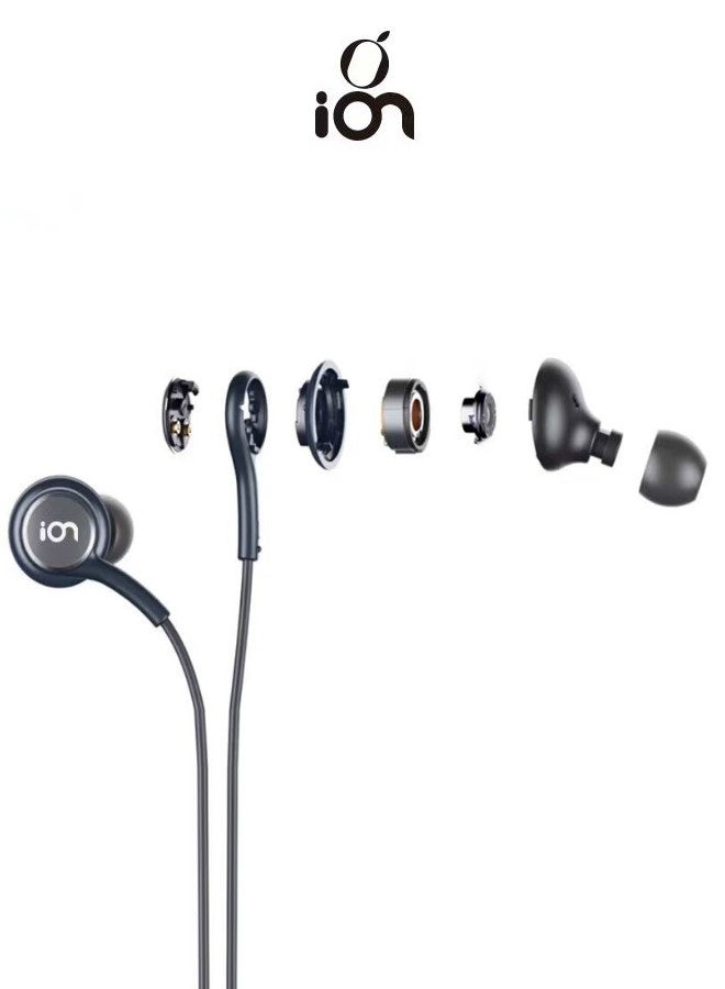 أيون سماعات سلك تايب سي باللون الاسود. سماعات تايب سي بصوت واضح وعالي. سماعة سلكية بميكرفون عالي الوضوح. سماعة سلك تايب سي بطول 1 متر. سماعه تايب سي بتصميم مريح. سماعات ايفون، سامسونج، هواوي، شومي، وغيرها العديد من الاجهزة المتوافقة. - Image 2