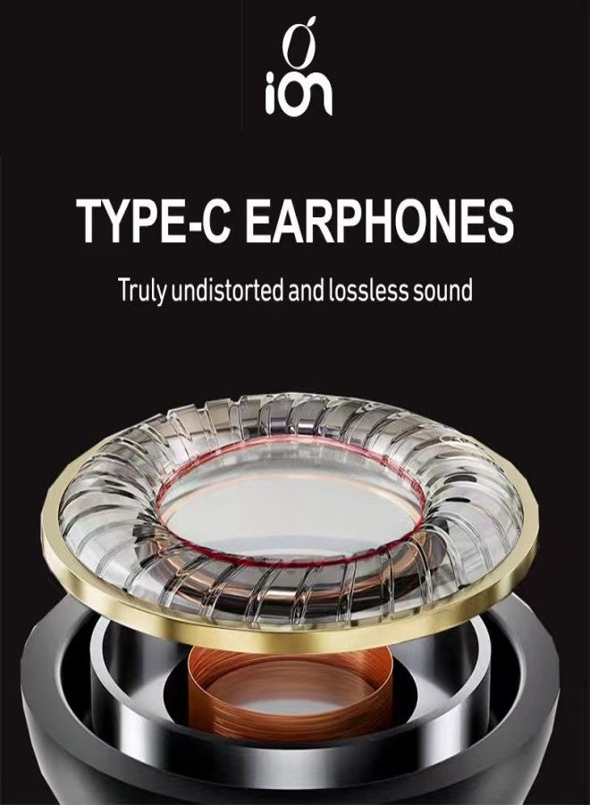 أيون سماعات سلك تايب سي باللون الاسود. سماعات تايب سي بصوت واضح وعالي. سماعة سلكية بميكرفون عالي الوضوح. سماعة سلك تايب سي بطول 1 متر. سماعه تايب سي بتصميم مريح. سماعات ايفون، سامسونج، هواوي، شومي، وغيرها العديد من الاجهزة المتوافقة. - Image 5