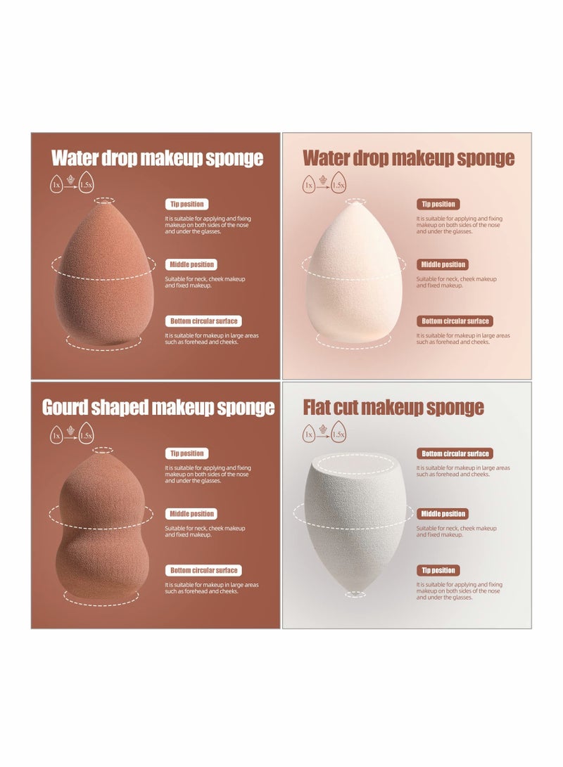 Excefore 4-Pieces Makeup Sponge Set Makeup Sponge Set, Foundation Blending Beauty Sponge, Beauty Blender For Face Makeup, Cream, and Powder, Multi-colored Makeup Sponges  - Image 3