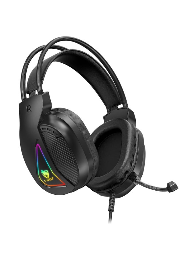 T-WOLF Wired USB Gaming Headset for PC 7.1 Surround Sound Computer Headphones with Microphone/Mic Noise Cancelling Wired Headphones for PS4, PS5 Xbox One,Laptop，Black - Image 1