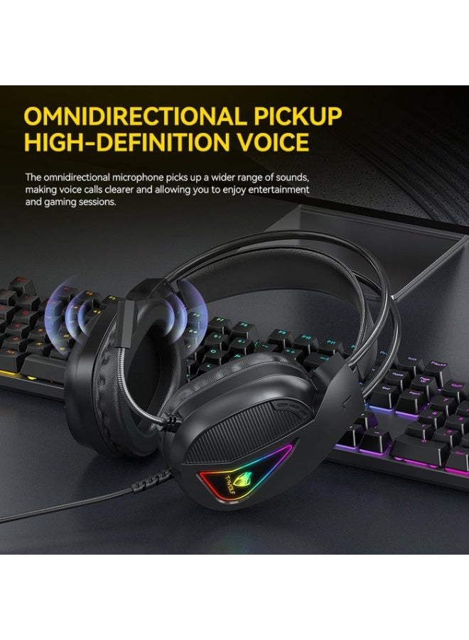 T-WOLF Wired USB Gaming Headset for PC 7.1 Surround Sound Computer Headphones with Microphone/Mic Noise Cancelling Wired Headphones for PS4, PS5 Xbox One,Laptop，Black - Image 4