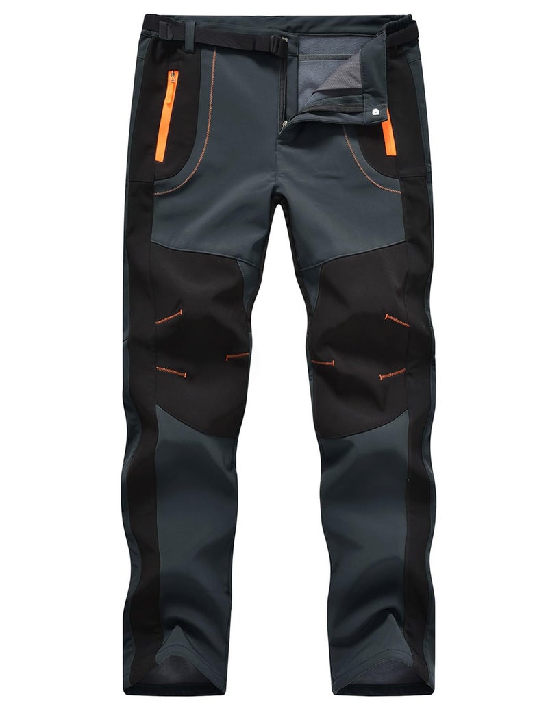 TBMPOY Men's Snow Ski Hiking Pants Waterproof Winter Fleece Lined Pants Camping Skiing Ice Fishing Pants with Belt 02 Thick Grey M - Image 1