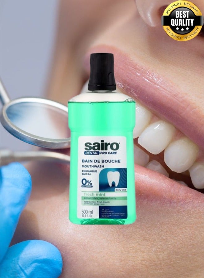 Sairo 10 Pieces Dental Pro Care Mouthwash 0% Alcohol Fresh Mint 500 ML - Image 2