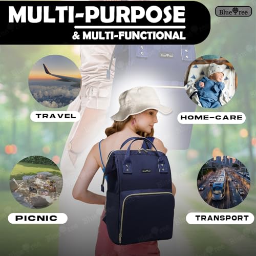 blue tree Premium Baby Diaper Bags For New Born Baby for Mothers | Maternity Waterproof Bags for Travel | Multiple Pocket to Easily Organise Baby Essentials Diaper Backpack for Moms (Navy Blue) - Image 5