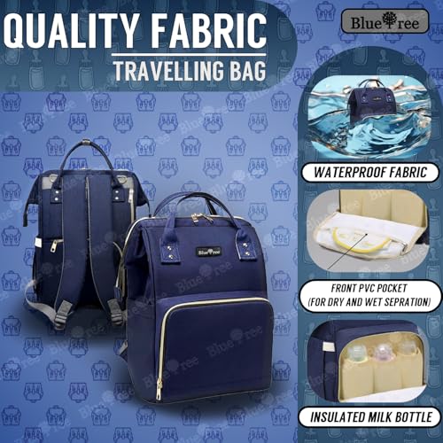 blue tree Premium Baby Diaper Bags For New Born Baby for Mothers | Maternity Waterproof Bags for Travel | Multiple Pocket to Easily Organise Baby Essentials Diaper Backpack for Moms (Navy Blue) - Image 4