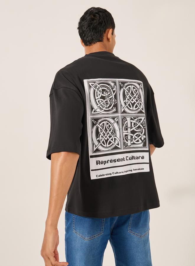 Styli Graphic Print Applique Boxy Fit T-Shirt - Image 3