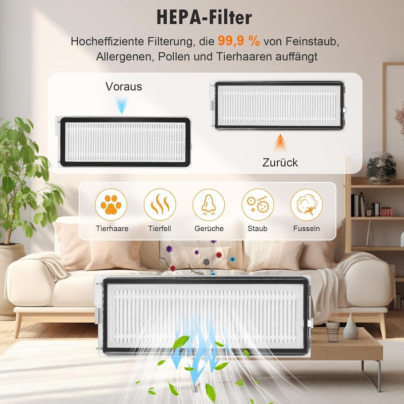 مجموعة ملحقات مكونة من 22 قطعة لروبوت روبوروك QV 35S / QV 35A مع 2 فرش رئيسية، 4 مناديل، 4 مرشحات HEPA، 4 أكياس غبار، 6 فرش جانبية، 1 فرشاة تنظيف، 1 مفك براغي - Image 5