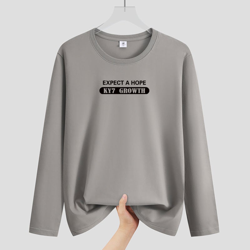 Autumn Long-Sleeved T-Shirt Men'S Extras Plus Size Loose Crewneck Long-Sleeved Fashionable Inner Base-Lining Shirt Top - Image 1
