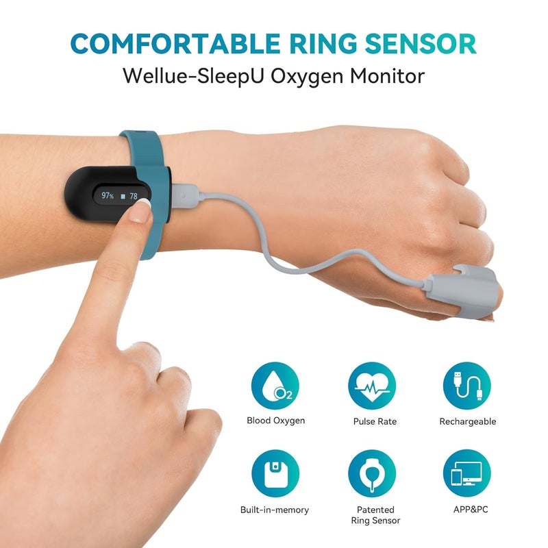 Viatom Wrist Pulse Oximeter Rechargeable SpO2 Sleep Tracker Wearable Oxygen Saturation Monitor for Night Use Bluetooth Blood Oxygen Monitor with Vibration Alerts APP for iOSAndroid PC Data Repo - Image 2