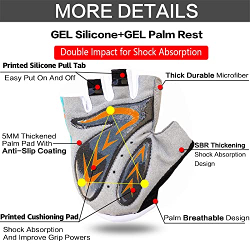 FINGER TEN Kids Junior Cycling Gloves Outdoor Sport Road Mountain Bike, Fit Boy Girl Youth Age 2-10, Gel Padding Bicycle Half Finger Pair (Red, Small) - Image 2
