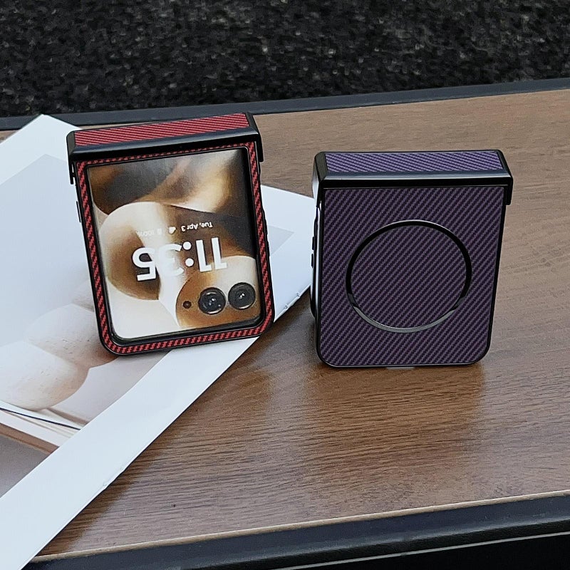 erorex For Motorola Razr 60 Ultra Three Parts Carbon Fiber Texture MagSafe Phone Case(Purple) - Image 4