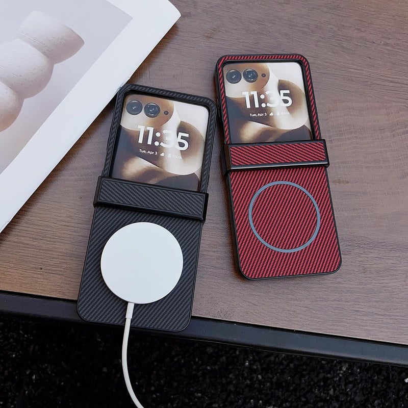 erorex For Motorola Razr 60 Ultra Three Parts Carbon Fiber Texture MagSafe Phone Case(Purple) - Image 3