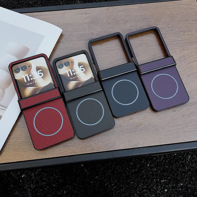 erorex For Motorola Razr 60 Ultra Three Parts Carbon Fiber Texture MagSafe Phone Case(Purple) - Image 2