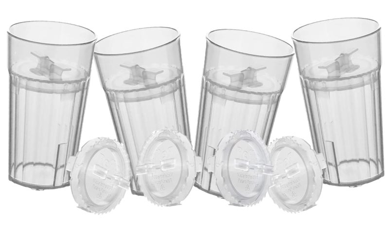 Reflo Smart Cup Bundle (Clear 4-Pack) Montessori Weaning Training for Toddlers Learning to Drink, Slow-Spill 360 Rim Flow-Control Open-Cup Design, BPA-Free, Made in USA, E-Guide via QR Code - Image 1