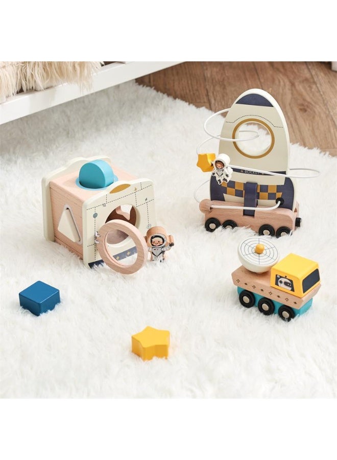 Baby Early Education Smart Wooden Stacking Rocket Toy