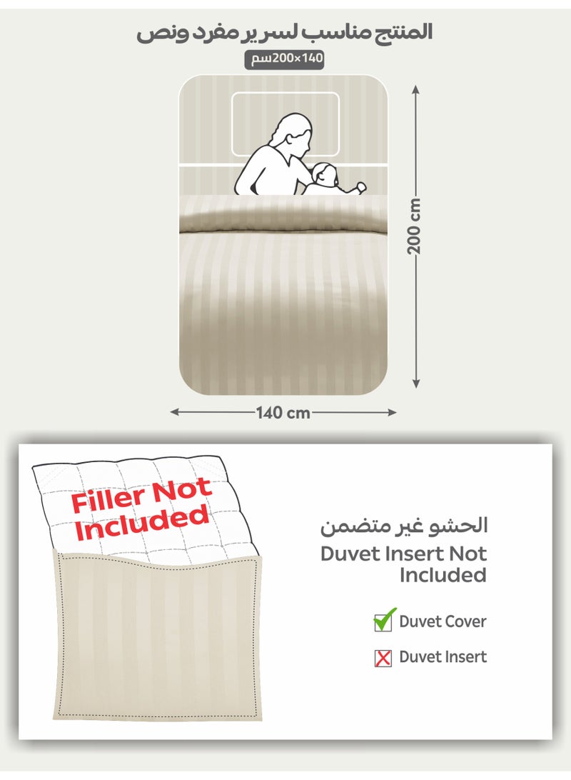 Donetella Striped Duvet Cover Set Single Size 170x230 cm - 4-Pcs Bed Set, Microfiber Fabric - 1 Duvet Cover, 1 Fitted Sheet, 2 Pillow Sham, (Filler Not Included) - Image 3