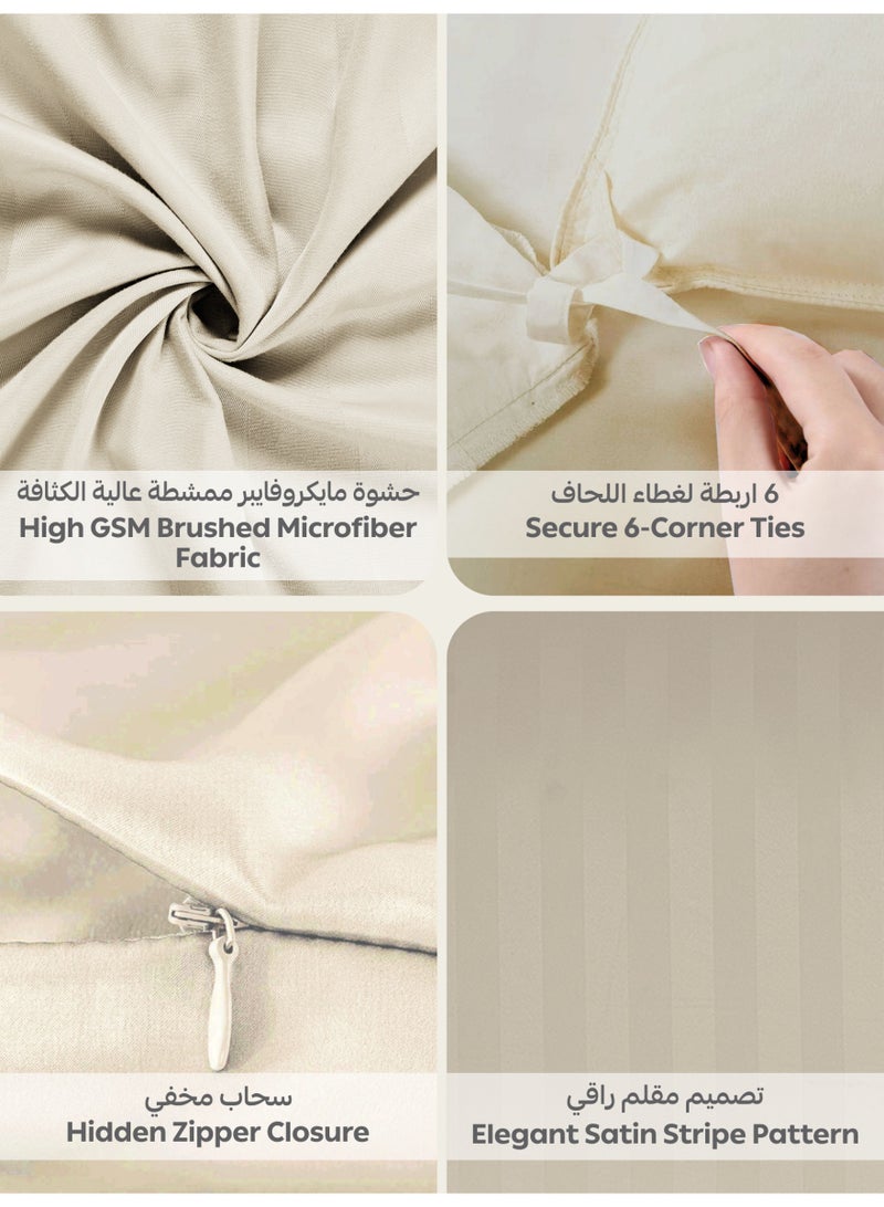Donetella Striped Duvet Cover Set Single Size 170x230 cm - 4-Pcs Bed Set, Microfiber Fabric - 1 Duvet Cover, 1 Fitted Sheet, 2 Pillow Sham, (Filler Not Included) - Image 5