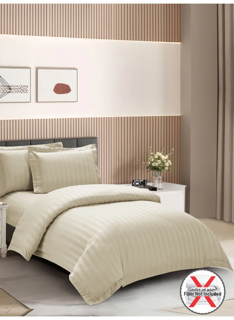 دوناتيلا Striped Duvet Cover Set Single Size 170x230 cm - 4-Pcs Bed Set, Microfiber Fabric - 1 Duvet Cover, 1 Fitted Sheet, 2 Pillow Sham, (Filler Not Included)