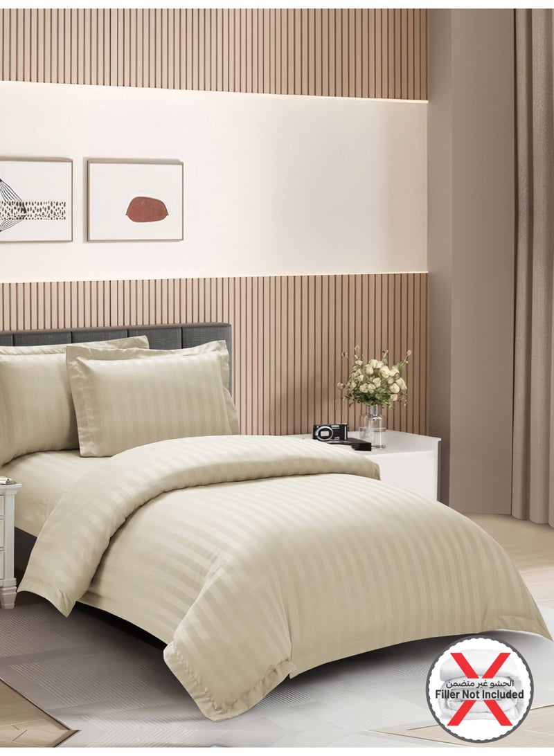 Donetella Striped Duvet Cover Set Single Size 170x230 cm - 4-Pcs Bed Set, Microfiber Fabric - 1 Duvet Cover, 1 Fitted Sheet, 2 Pillow Sham, (Filler Not Included) - Image 2