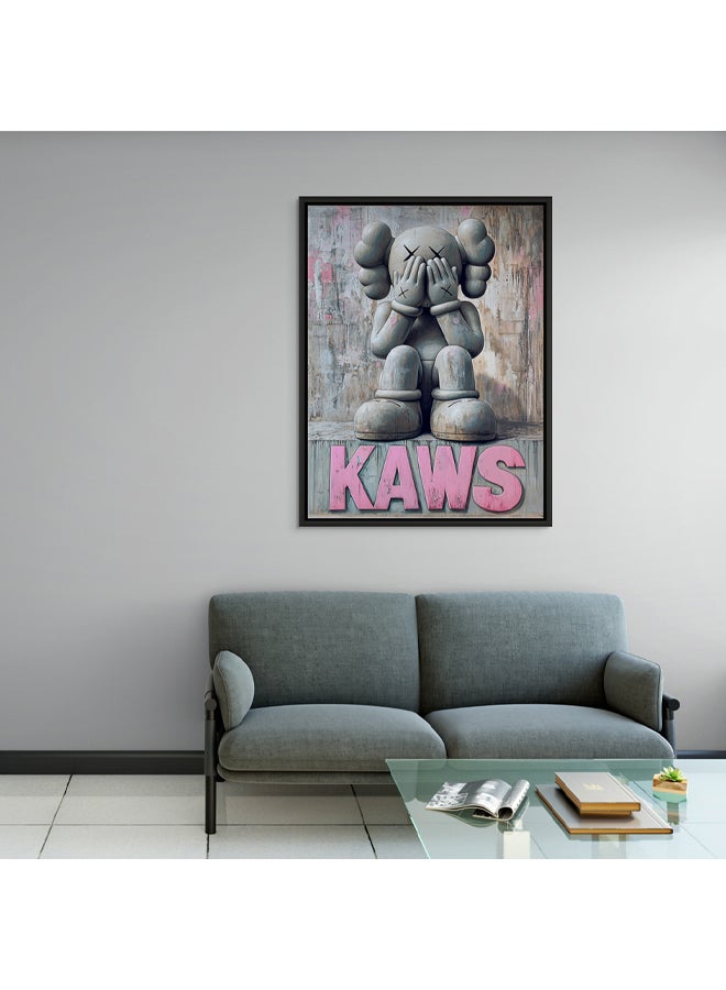 Art Decor Framed Canvas Wall Art of KAWS Pop Art Street Graffiti Portrait Print Wall Décor for Home Living Room Bedroom Gifting - Image 2