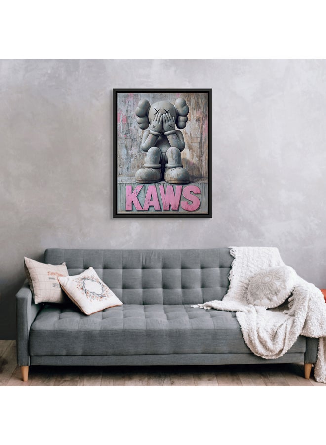Art Decor Framed Canvas Wall Art of KAWS Pop Art Street Graffiti Portrait Print Wall Décor for Home Living Room Bedroom Gifting - Image 3